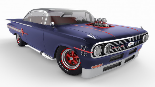 Обои картинки фото автомобили, 3д, chevrolet, 1960