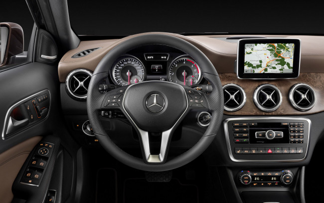 Обои картинки фото автомобили, спидометры, торпедо, mercedes-benz, gla, car