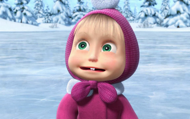 Обои картинки фото мультфильмы, маша, медведь, зима