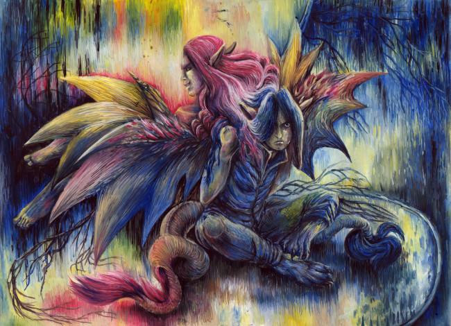 Обои картинки фото рисованные, животные, сказочные, мифические, рисунок