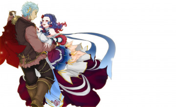 Картинка аниме *unknown+ другое девушка парень белый фон танец