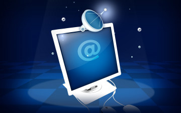 Картинка компьютеры -unknown+ разное монитор стол антенна экран мышка собака интернет