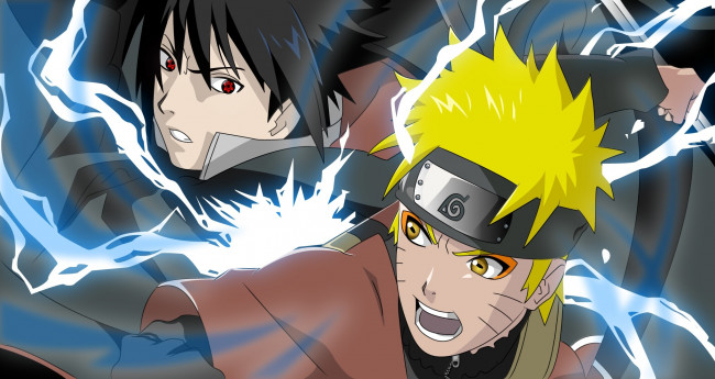 Обои картинки фото аниме, naruto, чидори, sasuke, uchiha, uzumaki