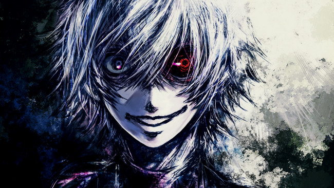 Обои картинки фото аниме, tokyo ghoul, монстр, арт, токийский, гуль, парень, kaneki, ken