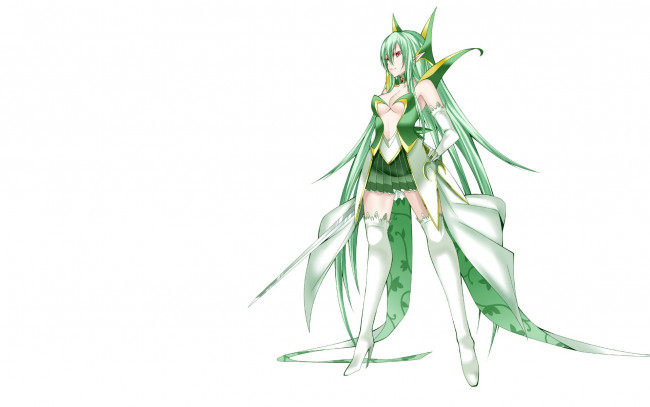 Обои картинки фото аниме, -weapon,  blood & technology, белый, фон, арт, девушка, воин, меч