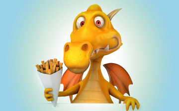 обоя 3д графика, юмор , humor, дракон, dragon, funny, 3d