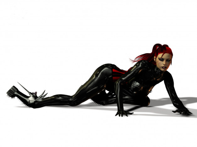 Обои картинки фото 3д графика, люди , people, взгляд, униформа, латекс, фон, девушка