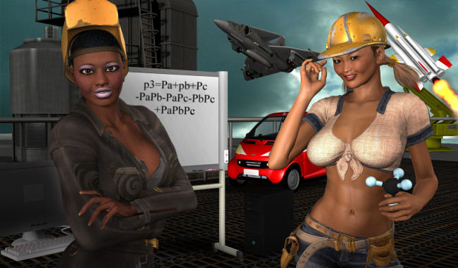 Обои картинки фото 3д графика, люди , people, самолет, взгляд, девушки, фон