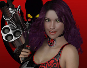 Картинка 3д+графика фантазия+ fantasy девушка оружие фон взгляд