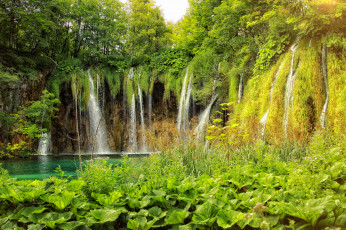 Картинка природа водопады лес водопад река