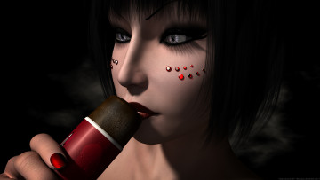 Картинка 3д+графика портрет+ portraits фон взгляд девушка