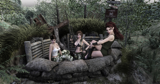 Обои картинки фото 3д графика, люди , people, фон, взгляд, девушки