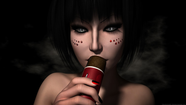 Обои картинки фото 3д графика, портрет , portraits, взгляд, девушка, фон