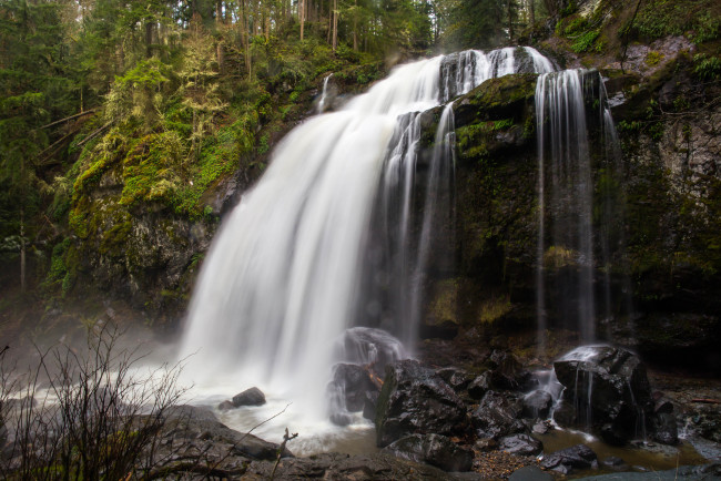 Обои картинки фото природа, водопады, лес, водопад, река