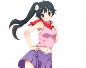 Картинка аниме bakemonogatari взгляд фон девушка