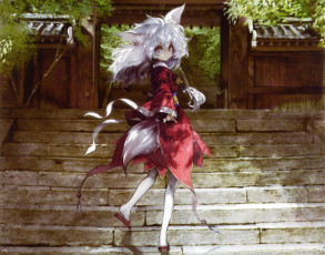 Картинка аниме животные +существа девушка