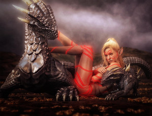 Картинка фэнтези эльфы девушка арт драконы эльф тату