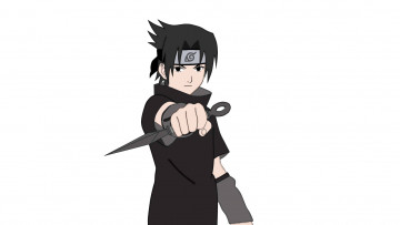 Картинка аниме naruto учиха парень протектор кунай саске