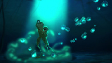 обоя мультфильмы, the princess and the frog, капли, луч, лягушка