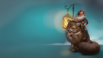 Картинка фэнтези существа характер фентези настроение арт фонарик гном ездовой детская кот