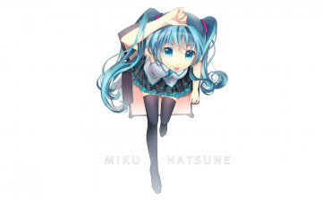 Картинка аниме vocaloid miku hatsune девушка волосы стул чулки
