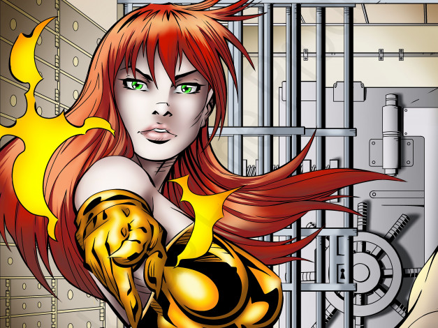 Обои картинки фото рисованное, комиксы, девушка, взгляд, фон