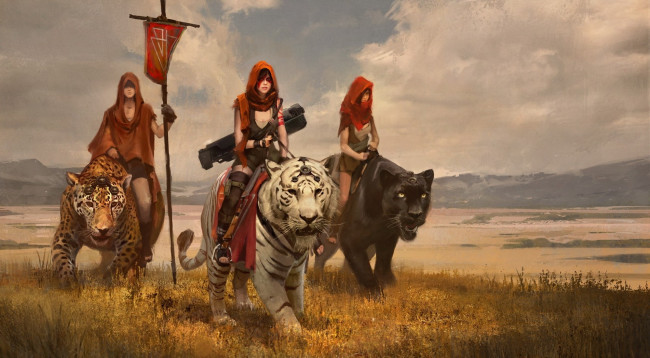 Обои картинки фото фэнтези, красавицы и чудовища, кошка, облака, животное, небо