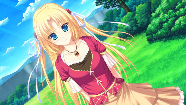 Обои картинки фото ryuuyoku on melody, аниме, девушка, фон, взгляд