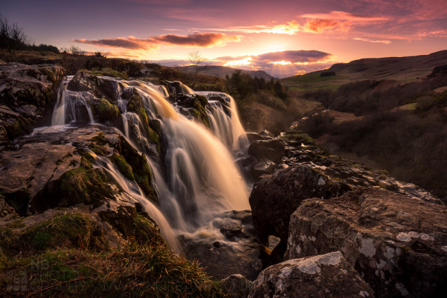 Обои картинки фото природа, водопады, водопад, река, лес