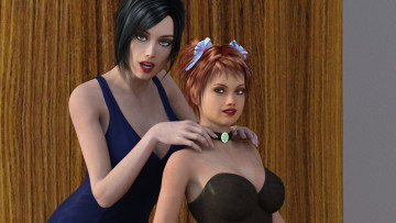 обоя 3д графика, фантазия , fantasy, взгляд, фон, девушки