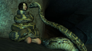 Картинка 3д+графика фантазия+ fantasy змея фон взгляд девушка