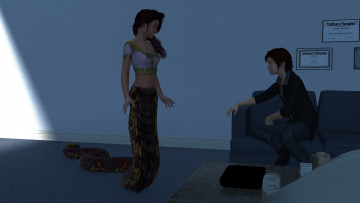 Картинка 3д+графика существа+ creatures девушка взгляд фон