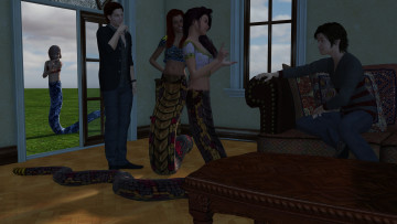 Картинка 3д+графика существа+ creatures фон взгляд девушка