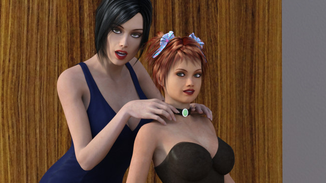 Обои картинки фото 3д графика, фантазия , fantasy, взгляд, фон, девушки