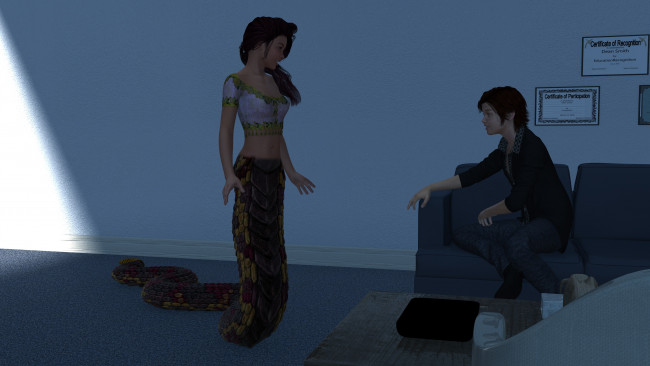 Обои картинки фото 3д графика, существа , creatures, девушка, взгляд, фон