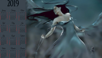 Картинка календари фэнтези девушка цепь руки женщина calendar 2019