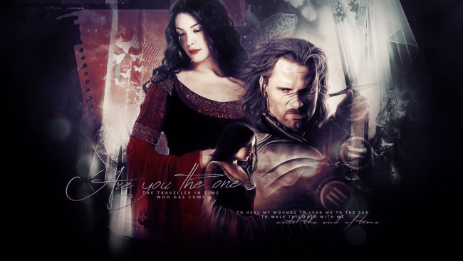 Обои картинки фото кино фильмы, the lord of the rings,  the return of the king, оружие, фон, мужчина, девушка