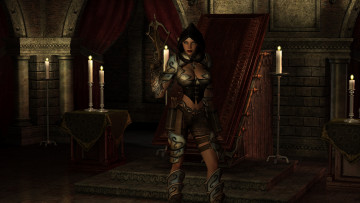 Картинка 3д+графика фантазия+ fantasy девушка фон взгляд арбалет униформа