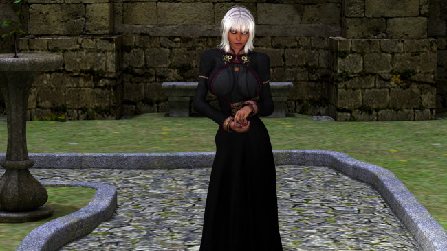 Обои картинки фото 3д графика, люди , people, девушка, фон, взгляд, платье