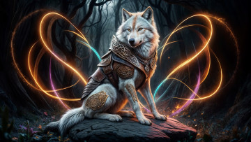 Картинка 3д+графика животные+ animals волк