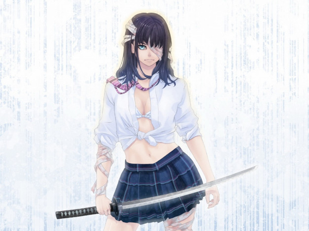 Обои картинки фото аниме, weapon, blood, technology