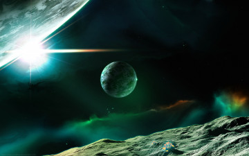 Картинка космос арт тёмный планета