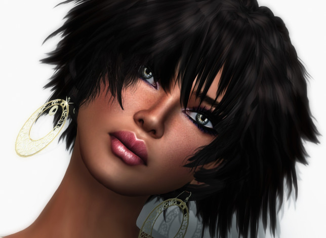 Обои картинки фото 3д, графика, portraits, портрет, серьги, стрижка, брюнетка