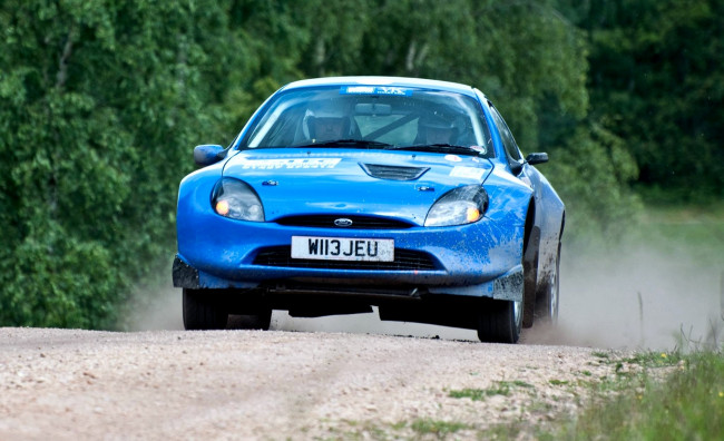 Обои картинки фото спорт, авторалли, экипаж, форд, синий