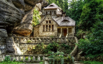 Картинка города здания дома скала дом лес