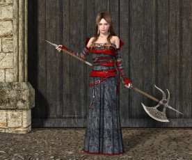 Картинка 3д+графика фантазия+ fantasy оружие девушка взгляд