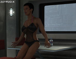 Картинка 3д+графика люди+ people купальник фон взгляд девушка