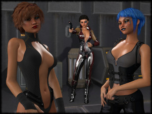 Картинка 3д+графика фантазия+ fantasy взгляд девушки оружие