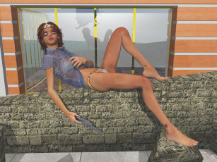 Картинка 3д+графика люди+ people оружие взгляд девушка