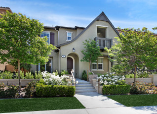 Картинка города -+здания +дома дом особняк ландшафт газон кусты цветы